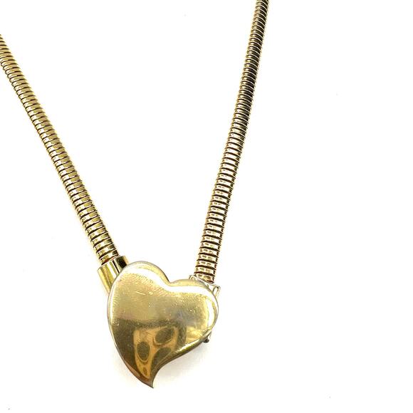 Vintage 80\'s Thin Stretch Belt Heart Buckle XXS-XS/0 Gold Tone Women\'s Coil 25\